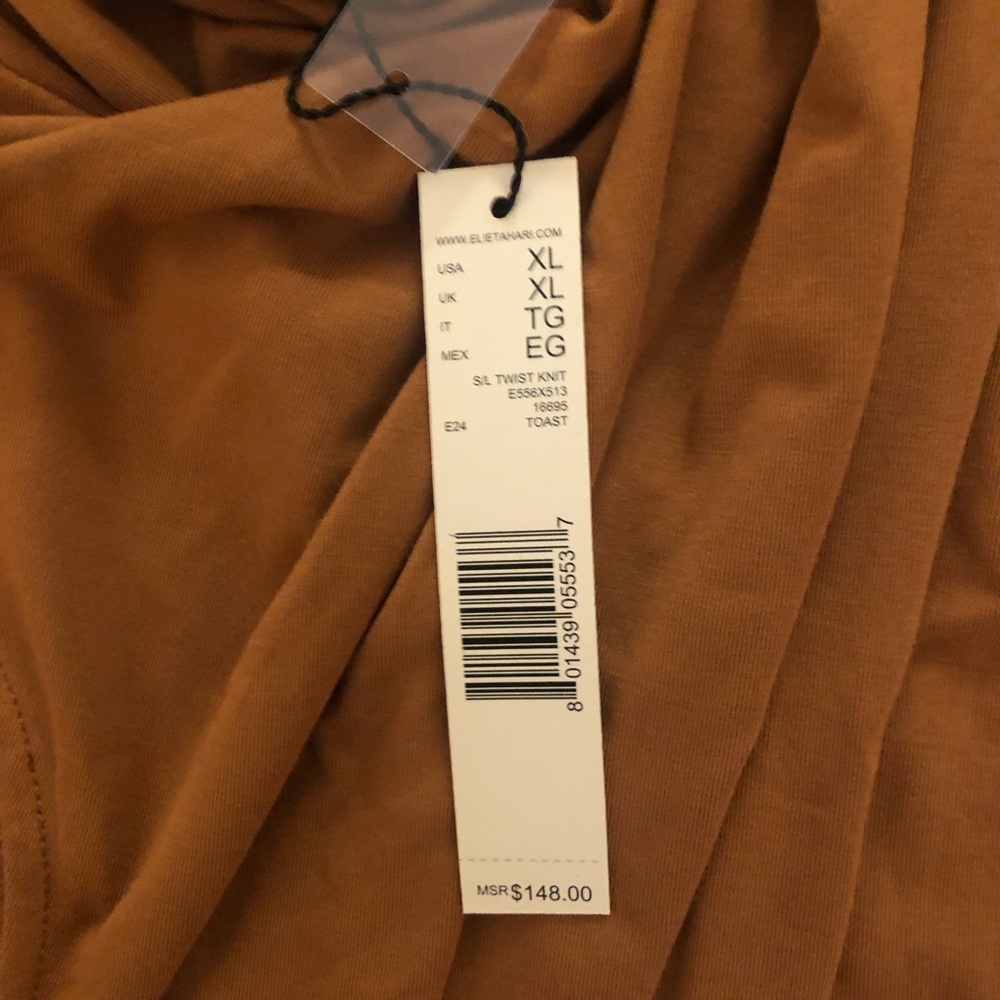 Elie Tahari Sleeveless Draped Mock Neck Top - Rust Size XL NWT - Picture 7 of 9